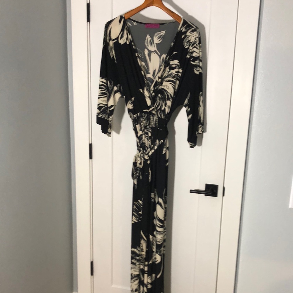 Melissa Masse Maxi Dress Black & Cream Never Worn size 3X